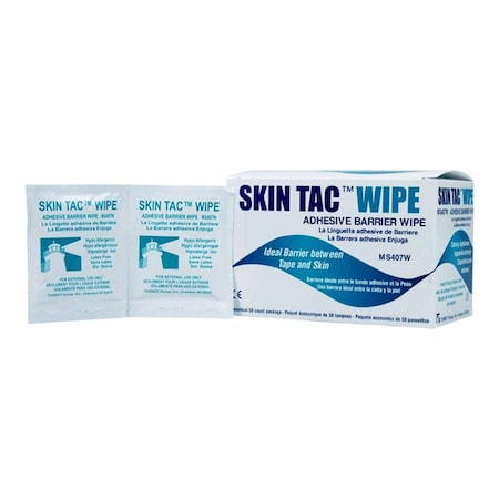 Skin Tac Skin Barrier Wipe 78 to 82% Strength Isopropyl Alcohol Individual Packet NonSterile, 50PK MS407-W
